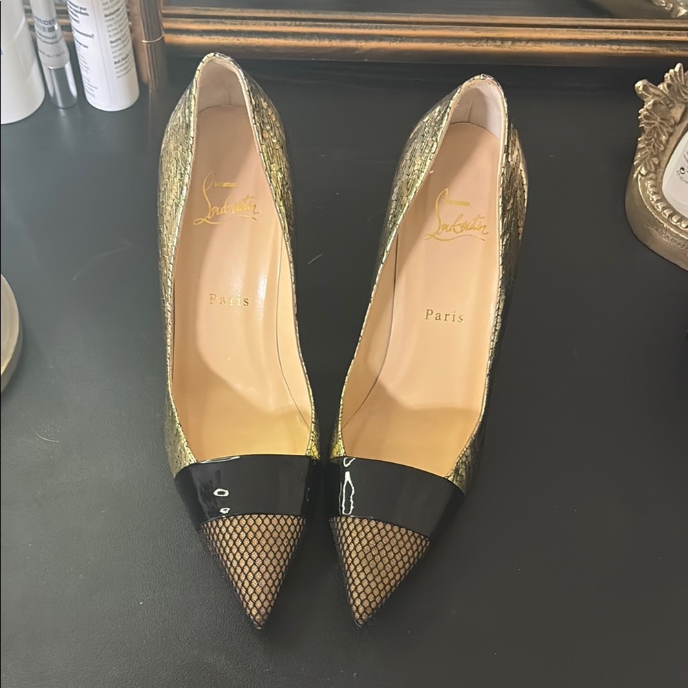 Christian Louboutin Elegant Gold and Black Heels